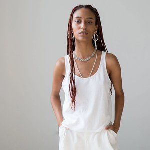Jungmaven Cropped Hemp Tank Top in Optic White